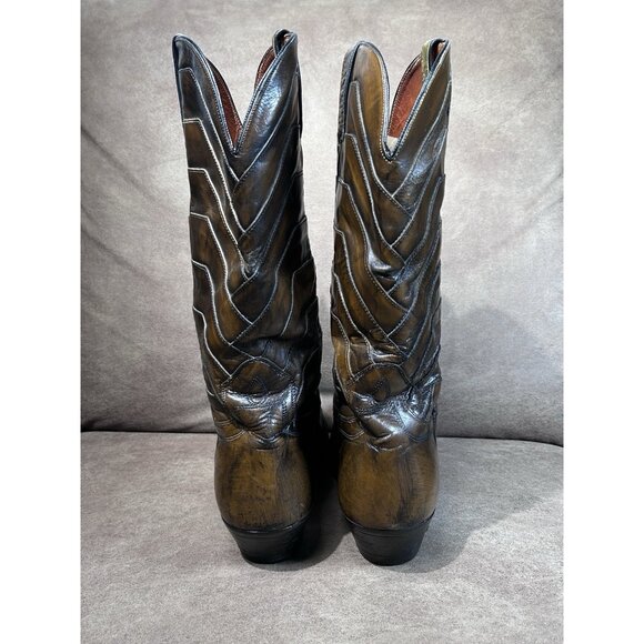 Vintage Loblan Cowboy Boots Men’s Size 9.5 – Tan Leather Harness Western Boots - Picture 13 of 16